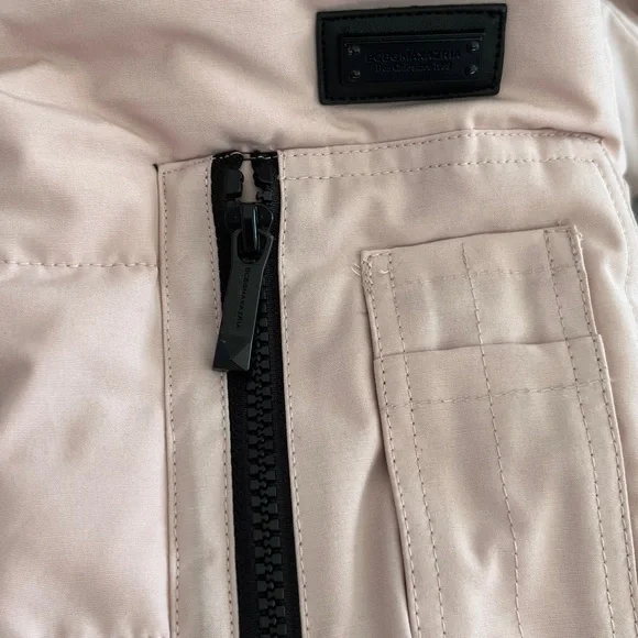 BCBGMaxAzria Pink Hooded Puffer Black Details Winter Coat Jacket XS - Picture 12 of 16